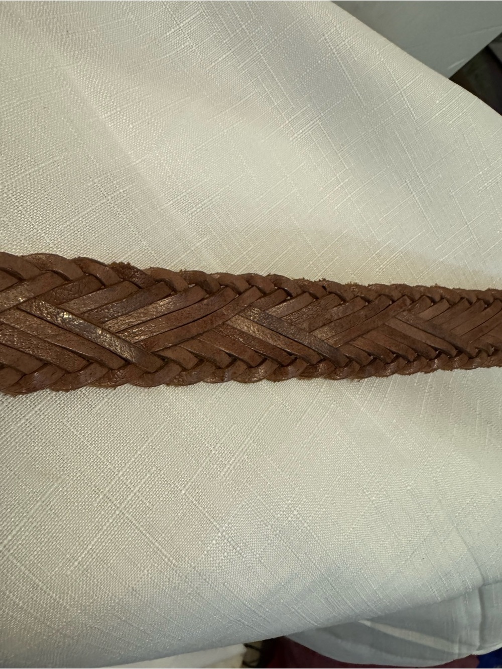 Woven Brown Leather Women’s Belt with Gold Buckle - Picture 3 of 4